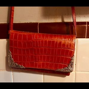 Fabulous Red shoulder strap purse/wallet with ornate hardware.